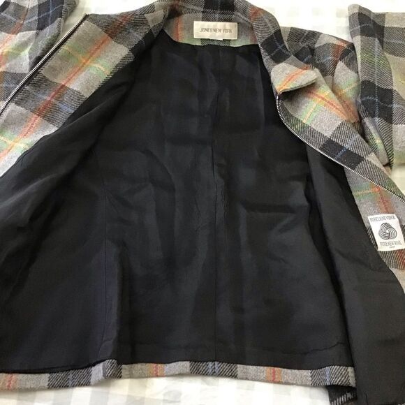 JONES New York wool blazer plaid pure new wool jacket size 12 - Picture 8 of 16